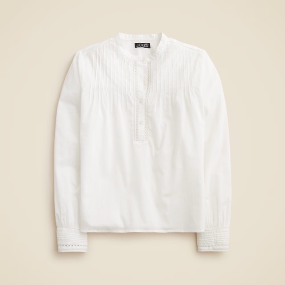 NWT!! J. CREW Pintuck Lace Trim Cotton Voile Solid White Top Blouse Preppy Small - Picture 12 of 16